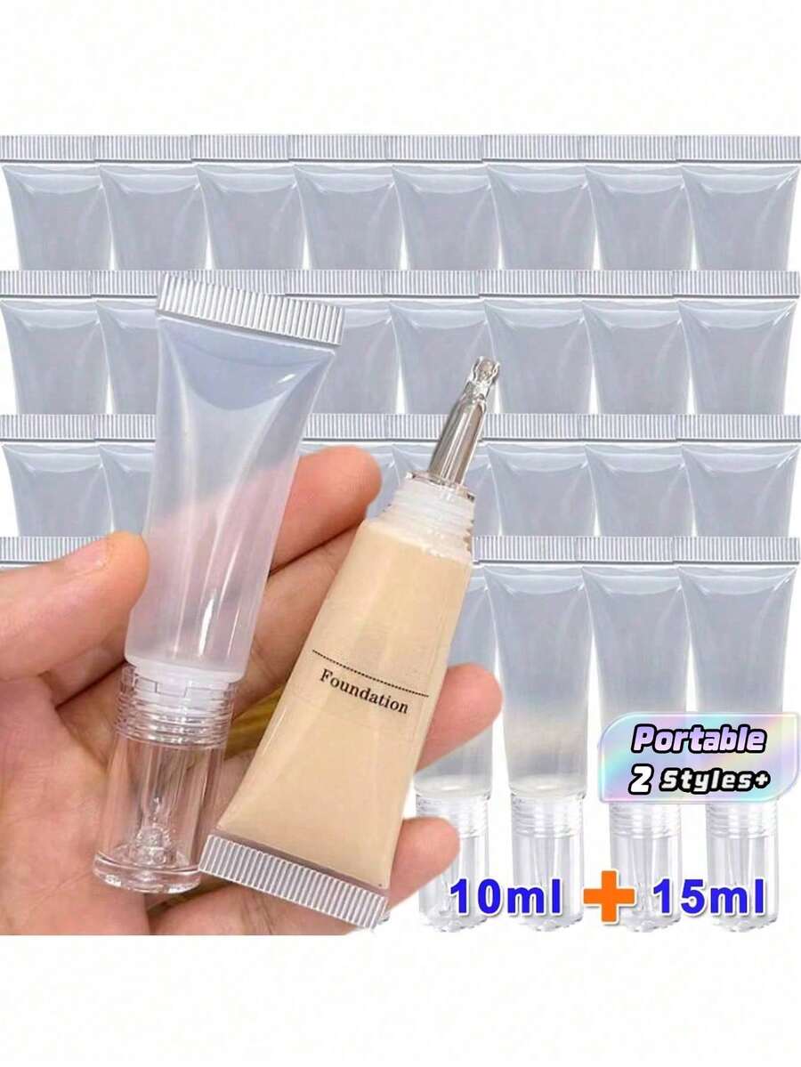1/3/5个装可重复灌装透明滴管瓶，10/15毫升空塑料旅行装化妆品粉底液精华液分装瓶 - 彩色 - 查看 1