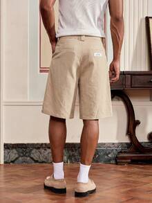 SWAVVY Men's Solid Color Casual Shorts - Apricot - View 2