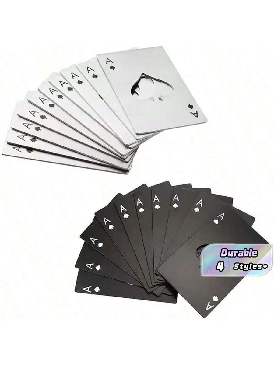 20个/10个/1个,金属开瓶器,扑克牌造型开瓶器,伴郎黑桃A开瓶器,不锈钢啤酒开瓶器,可放入钱包和口袋,房间装饰,配件 - 彩色 - 查看 1