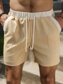VENTUSAIL Men's Drawstring Waist Pocket Casual Versatile Daily Wear Shorts - Khaki - View 4
