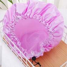1/2 pièces Bonnet de douche réglable à double couche et imperméable, couleur unie noir, rose. Décoration de salle de bain à la maison, décoration d'été, rentrée scolaire - Multicolore - Voir 14
