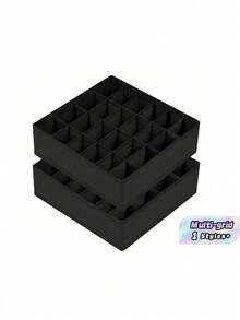 Bộ 1/2 hộp đựng tất, ngăn kéo chia ngăn - Giá đựng đồ trong tủ quần áo 24 ngăn cho tất, khăn tay, cà vạt và thắt lưng, giá đựng đồ lót có thể mở rộng cho tủ quần áo, tiết kiệm không gian. - màu đen - Xem 2