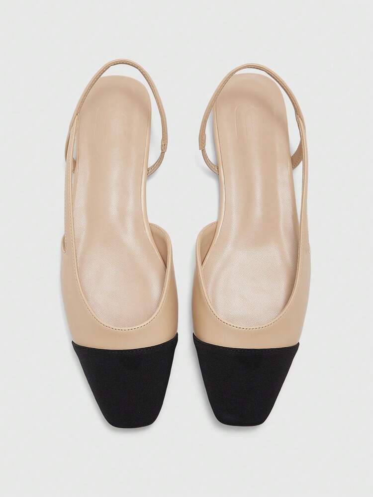 CUCCOO BIZCHIC Women's Square Toe Flat Apricot/Beige Slip-On Flats, Lightweight, Comfortable, Minimalist, Versatile For Commuting And Daily Wear Valentine's Day Spring Shoes