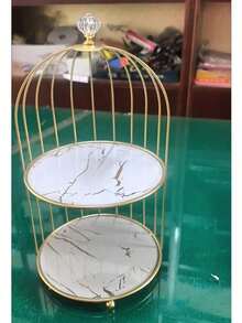 1个鸟笼造型工艺品收纳架，双层气垫粉饼美甲化妆品收纳盒，浴室收纳袋，房间装饰，包袋，化妆包，梳妆台，旅行，化妆包，旅行必备，收纳盒，储物，旅行必备，化妆品收纳盒，化妆包，洗漱包 - 白色 - 查看 11