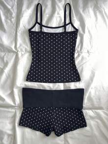 IslaSuriya Women's Polka Dot Print Camisole And Shorts Casual 2 Pieces Set - Multicolor - View 2