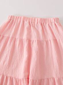 SHEIN Sparklyn 青少年女孩休閒度假拼接裙，夏季，時尚設計，適用於假期、旅行、校園和日常穿著 - 粉色 - 查看 7