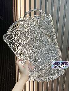 Light Luxury Plastic Tray Tea Tray Dinner Tray Rectangular Jewelry Drain Tray Storage - Clear - View 1