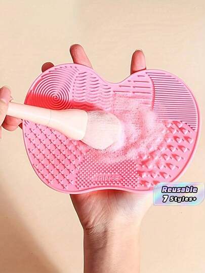 1 Pack Silicone Apple Scrub Pad With Suction Cup Silicone Scrub Pad Beauty Tool Scrub Pad Makeup Brush Cleaning Pad Daily Cleaning Beauty Brush Makeup Brush Scrub Pad Portable Case Storage Cosmetics Storage Makeup