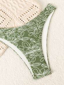 Swim Mod Random Floral Pattern Sexy Bikini Set Women Swimwear For Beach, Resort & Party, Summer Fashion - Green - View 4