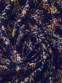 SHEIN Clasi 2件套加大码女式碎花吊带背心和迷你裙套装，适合新年穿着 - 藏蓝色 - 查看 4