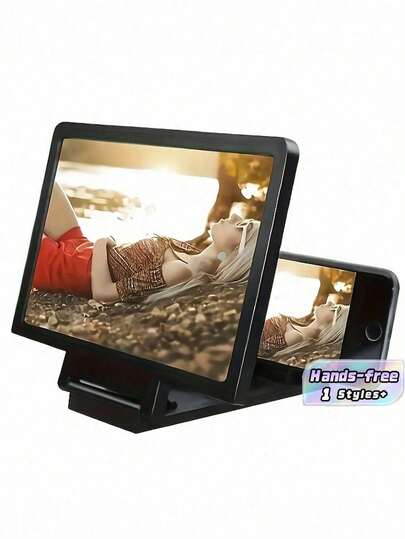 3D Phone Screen Magnifier, Dual Screen HD Magnifier With Portable Hands-Free Stand, For Smartphones/Tablets, Amplify Video Watching, Gaming, Working, Compatible With All Devices