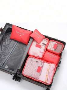 6Pcs Large Capacity Travel Packing Cubes, Luggage Organizer Bags For Clothes Shoes Underwear, Foldable Suitcase Storage Set - Multicolor - View 17