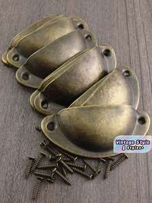 10pcs Vintage Shell Drawer Pulls, Antique Bronze Semi-Circle Cabinet Handles For Furniture - Bronze - View 1