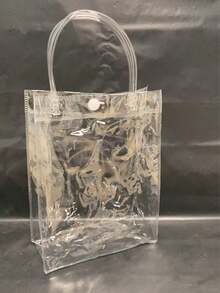 1/5/10/20/30/50个装防水透明PVC纽扣礼品袋、购物袋、手提包，适合女士婚礼、派对和节日礼物，也可用于音乐会、体育赛事和节庆活动，透明防水女士包，适合夏季、度假和海滩。 - 無色 - 查看 10
