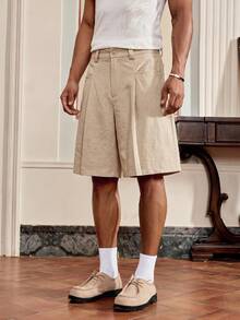 SWAVVY Men's Solid Color Casual Shorts - Apricot - View 4