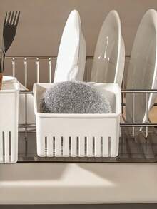 1PC Drainer Basket Dish Drying Rack With Chopsticks Spoon Knife Fork Storage Wall Mounted Holder Organizer For Kitchen Counter Sink - White - View 9