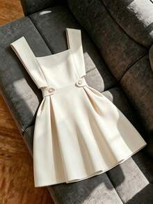SHEIN Đầm nữ không tay dáng chữ A, thắt eo, duyên dáng, thanh lịch, đa năng, phù hợp cho công sở, đi làm, hẹn hò ngày lễ tình nhân, dự tiệc, đi biển, mùa hè, hoạt động ngoài trời. - Màu Khaki - Xem 3