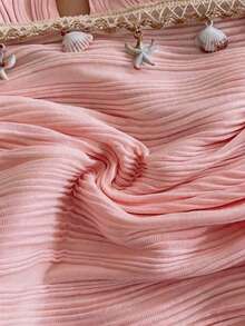 Women's Sleeveless Summer Dress With Halter Neck And Open Back In Solid Color - Pale Pink - View 6