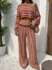 Travachic KIDS Travachic Tween Girl Tween Girl Vacation Casual Knit Striped Pan - Nhiều màu - Xem 2
