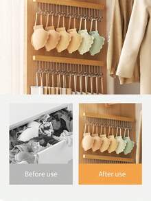 1PC Wooden Wall-Mounted Pull-Out Clothes Rack, Space-Saving Hanger For Underwear Vest Tie Hat Scarf, Bedroom Wardrobe Organizer - Multicolor - View 6