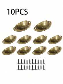 10pcs Vintage Shell Drawer Pulls, Antique Bronze Semi-Circle Cabinet Handles For Furniture - Bronze - View 9