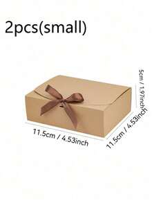2/4/10PCS Kraft Gift Box With Lid & Ribbon - For Weddings/Birthdays/Christmas Gifting - Gold - View 10