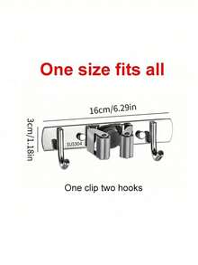 1 Pc Mop And Broom Holder Wall Mount Broom Hanger Mop Organizer Storage Tool Racks Stainless Steel Heavy Duty Utility Hooks For Home Kitchen Garden Laundry Garage Closet304 Stainless Steel Mop Clip, No Drilling Multifunctional Hanging Rack, Mop Hook, Bathroom Broom Storage Rack Home Bathroom Decor Summer - Silver - View 13