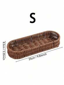 SHEIN 1pc Imitation Tableware Storage Basket Bread Basket, Round Fruit Baskets, Wicker Storage Bowls, Natural Woven Serving Basket Bowls, Decorative Baskets For Kitchen Counter Organizing, Gift Basket - Brown - View 11