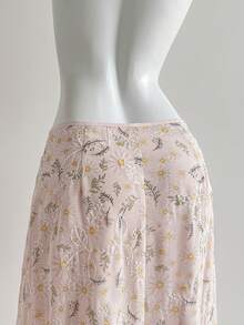 SHEIN Unity 女士休闲优雅简约印花A字裙 - 粉色 - 查看 3