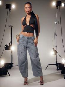 Denimoi Áo croptop hở vai gợi cảm, áo kiểu sexy cho buổi tối đi chơi, hẹn hò, xem concert, trang phục của các cô nàng sành điệu. - màu đen - Xem 4