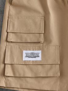 AXEPEAK Men's Casual Versatile Drawstring Waist Cargo Pocket Shorts - Brown - View 3