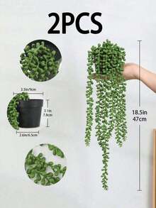 1/2 件人造悬挂植物，仿真绿萝藤蔓，适用于墙架装饰，室内外皆宜，可用于客厅架、家居装饰、房间装饰、花园装饰、墙面装饰 - 珍珠 - 查看 11
