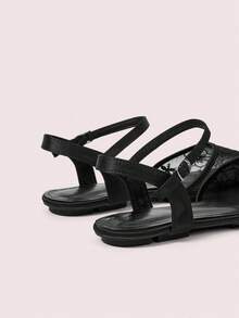 CUCCOO DOLLMOD Giày nữ, màu đen, kiểu dáng thời trang, mũi tròn, thêu hoa, kiểu Mary Jane dễ thương và ngọt ngào, sandal đế bằng kín mũi, hở bên. - Hoa - Đen - Xem 4