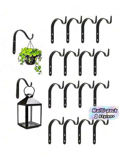 3/6/9/12pcs Rustic Iron Wall Hooks, Mini Bending S Shape Wall Hanging Plant Bracket, Cast Iron Decorative Plant Hangers, Perfect For Plant Hangers Lights Artworks & More, Vintage Home Decor For Indoors & Outdoors - Screws Included