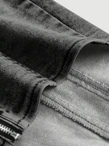 SHEIN MOD Áo denim không tay cổ tim rách cho nữ - màu đen - Xem 4