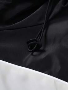 Manfinity Hypemode Men's Casual Sporty Color Block Zip-Up Hooded Jacket - Black - View 5