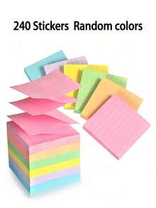 SHEIN Lined Sticky Notes Pad, 240/480/720 Pcs Restickable Striped Memo Flags For Books, Office, School & Study, Assorted Colors - Self-Adhesive Page Markers - Multicolor - View 11