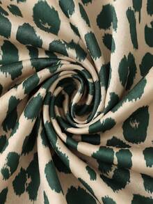 Brillora Mono de cuello halter con estampado de leopardo para mujer, ropa de vacaciones - Verde militar - Ver 7