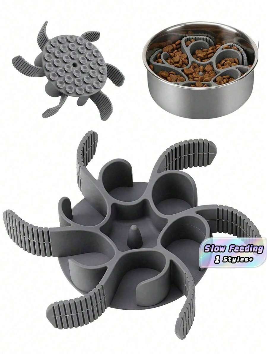 Dog Slow Feeder Dog Bowls Silicone Spiral Dog Food Bowls Feeder Insert To Slow Down Eating For Large Medium Small Breed Dogs Perfect With Stainless Steel Glass Ceramic Dog Bowls - Grey - View 1