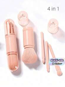 Bộ 4 cọ trang điểm 4 trong 1, bao gồm cọ highlight mặt, cọ tán phấn mắt mini, cọ cán rút, cọ đánh phấn phủ mini du lịch, bộ dụng cụ trang điểm đầy đủ cho nữ, bộ cọ hoàn chỉnh, hộp quà tặng. - Nhiều màu - Xem 1