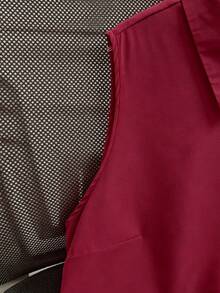 SHEIN LUNE Plus Size Women's Embroidered Knight Polo Collar Shirt - Burgundy - View 5