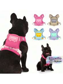 Adjustable Pet Harness Leash, Suitable For Medium & Small Dogs, Integrated Backpack Design For Outdoor Travel, Hiking And Walking, Pet Chest Strap Backpack - Multicolor - View 2