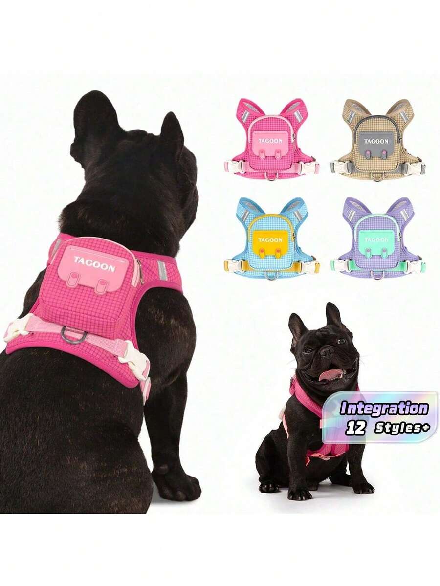 Adjustable  Pet Harness Leash, Suitable For Medium & Small Dogs, Integrated Backpack Design For Outdoor Travel, Hiking And Walking, Pet Chest Strap Backpack