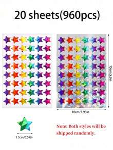 Stiker Holografik untuk Bagan Penghargaan, Dekorasi Kelas Siswa, Scrapbooking, Label Vinyl Tahan Air - MultiWarna - View 9
