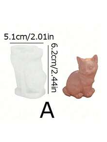 1 件动物猫硅胶模具，用于香薰石膏和蜡烛制作 - 可爱小猫设计蜡模材料，装饰工艺模具 - 無色 - 查看 12