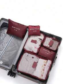 6Pcs Large Capacity Travel Packing Cubes, Luggage Organizer Bags For Clothes Shoes Underwear, Foldable Suitcase Storage Set - Multicolor - View 14