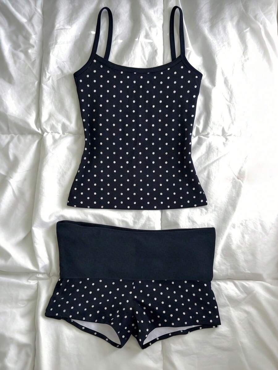 IslaSuriya Women's Polka Dot Print Camisole And Shorts Casual 2 Pieces Set - Multicolor - View 1