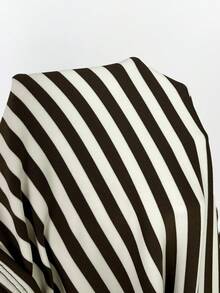 SHEIN EZwear 卡其色条纹针织单肩T恤 - 卡其色 - 查看 7