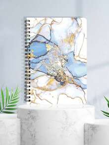 1 Cuaderno con patrón de mármol, cuaderno rayado A5 con tapa lateral para la escuela y la oficina - A5 - Ver 16