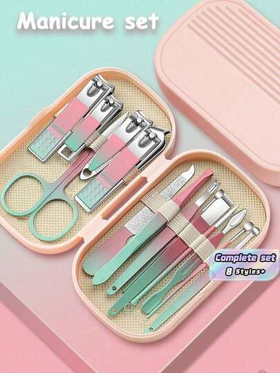 8/14 Piece Nail Care Set - A Nail And Foot Trimming Set With Nail Clippers, Scissors, And Ear Spoons, Including A Portable Travel Case, Men's And Women's Beauty Tools, A Must-Have For Both Family And Travel